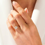 Stunning 0.25 CT Round Moissanite Engagement Ring with Floral Design 8