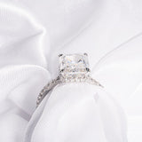 Stunning 4.0 CT Radiant Cut Moissanite Engagement Ring with Hidden Halo & Pave Design 4