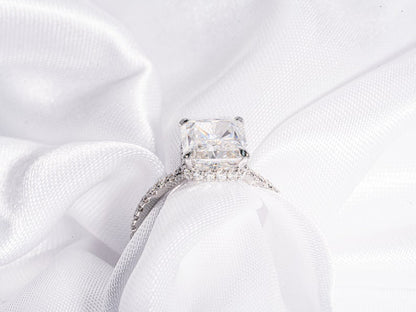 Stunning 4.0 CT Radiant Cut Moissanite Engagement Ring with Hidden Halo & Pave Design 4