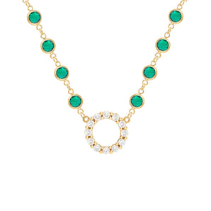 9.36 TCW Round Emerald Lab Made Diamond- May Birthstone Necklace