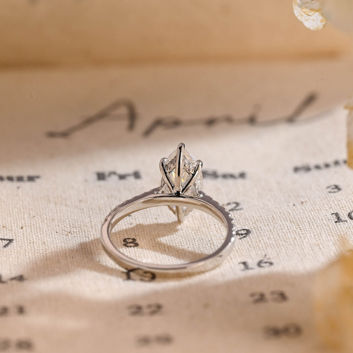 Stunning 3.0 CT Marquise Cut Moissanite Engagement Ring with Hidden Halo & Pave Design 3
