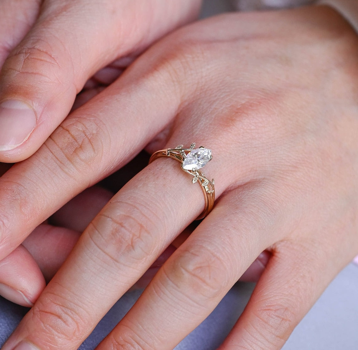 Stunning 2.0 CT Marquise Cut Moissanite Engagement Ring with Solitaire Design 10