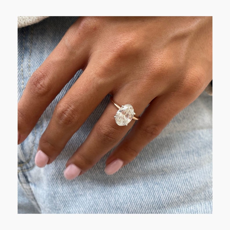 Stunning 2.5 CT Oval Moissanite Engagement Ring in Hidden Halo Design 4