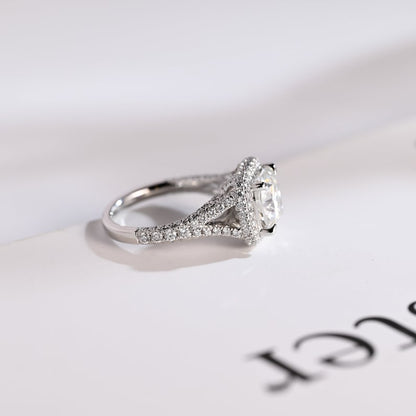 Stunning 1.0 - 2.0 CT Cushion Moissanite Engagement Ring With Pave & Halo Design 6