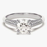 Stunning 1.0 CT Round Moissanite Engagement Ring with Knife Edge Design 4