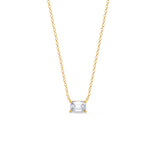 1.0 CT East West Emerald Cut Moissanite Diamond Solitaire Pendant Necklace in Solid Gold 4