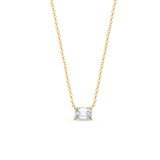 1.0 CT East West Emerald Cut Moissanite Diamond Solitaire Pendant Necklace in Solid Gold 4