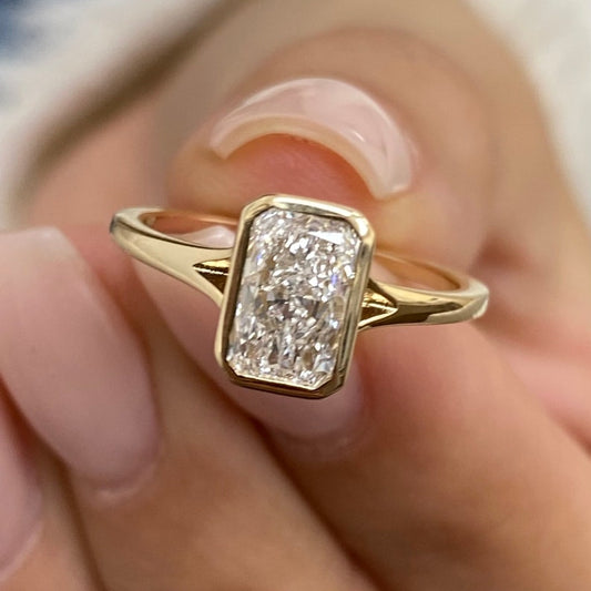 Classic 2.0 CT Radiant Moissanite Engagement Ring with Bezel Design 1