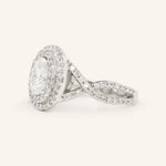 Stunning 1.0 CT Oval  Moissanite Engagement Ring with Double Halo Design 3