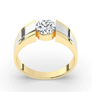 Delicate 1.0 CT Moissanite Solitaire Men's Wedding Band with Round Cut Stones in Solid Gold