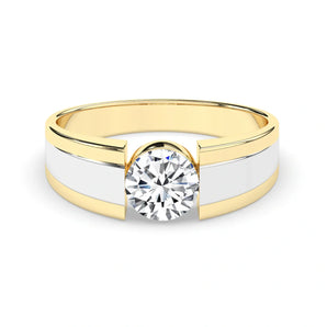 Delicate 1.0 CT Moissanite Solitaire Men's Wedding Band with Round Cut Stones in Solid Gold