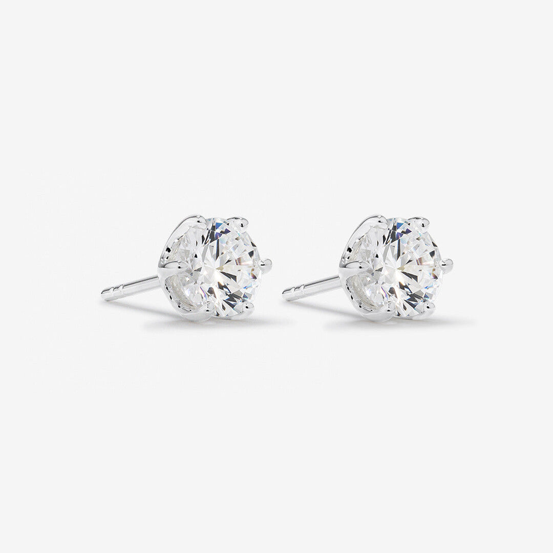 Round Cut Cubic Zirconia in 925 Sterling Silver Earrings 1