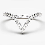 Stunning 0.40 TCW Round Moissanite Stones V-Shape Wedding Band 2