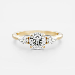 Stunning 0.5-1.50 CT Round Moissanite Engagement Ring with Three Stone Design