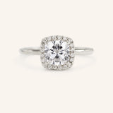 Stunning 1 CT Cushion Moissanite Engagement Ring With Halo Design 4