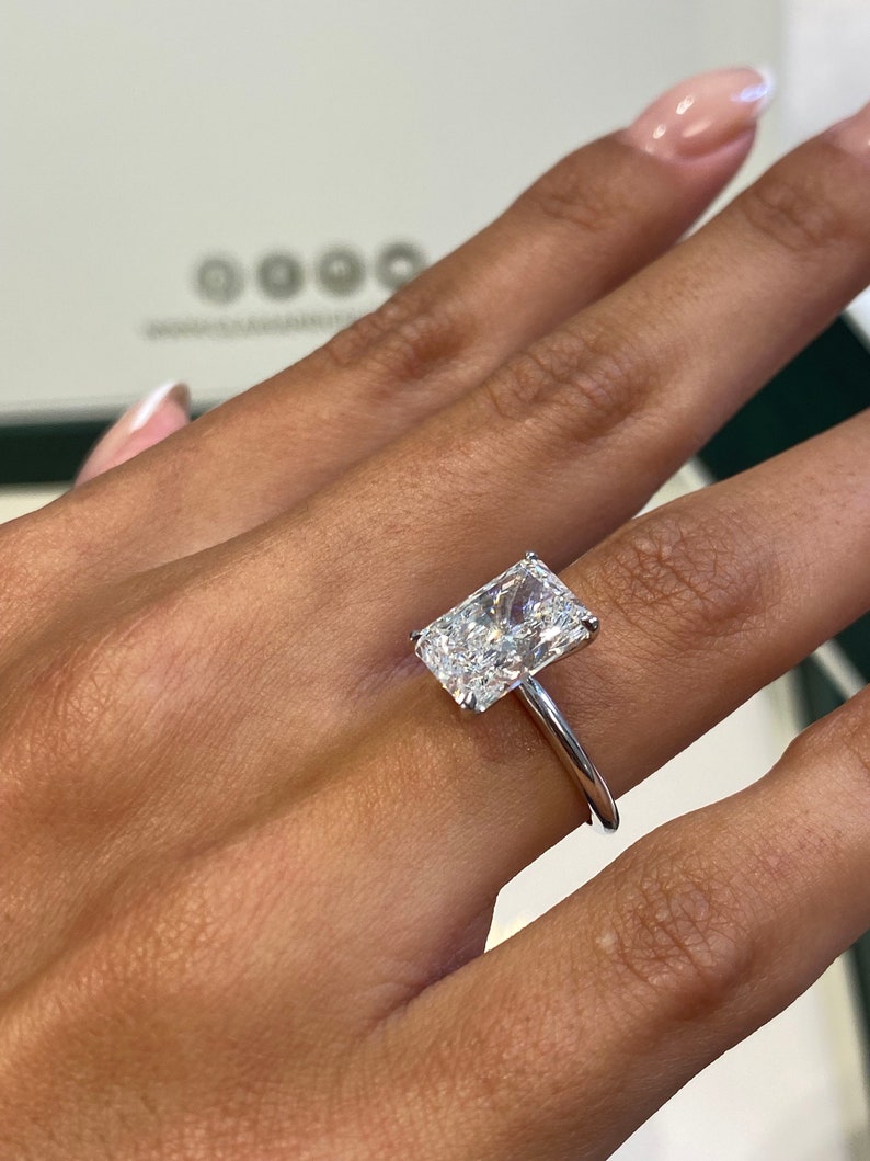 Classic 4.0 CT Radiant Moissanite Engagement Ring with Solitaire Design 3
