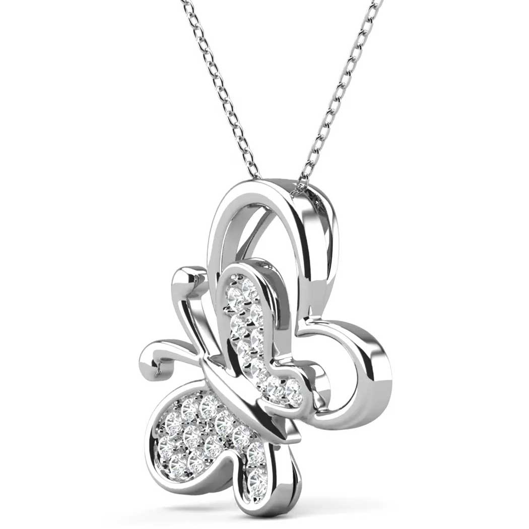 Round Cut Cubic Zirconia in 925 Sterling Silver Necklace 2