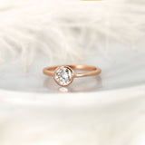 Stunning 0.75 CT Round Moissanite Engagement Ring With Bezel Design 2