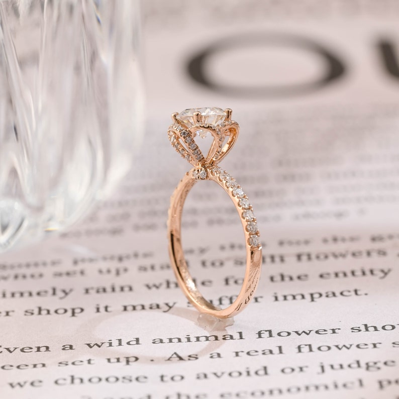 1.0 CT Round Shaped Moissanite Multi-Stone Pave Engagement Ring 6