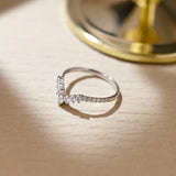 Stunning 0.5 CT Round Moissanite Stones V-Shaped Wedding Band 3