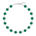 13.44 TCW Round Emerald Lab Made Diamond-May Birthstone Dainty Bracelet 7
