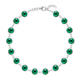 13.44 TCW Round Emerald Lab Made Diamond-May Birthstone Dainty Bracelet 7