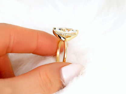 Stunning 2.80 CT Marquise Moissanite Engagement Ring with Hidden Halo Design 7