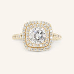 Stunning 1.0 CT Cushion Moissanite Engagement Ring with Double Halo and Pave Design 1