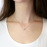 1.0 CT Round Moissanite Diamond Bezel Pendant Necklace in Solid Gold 2