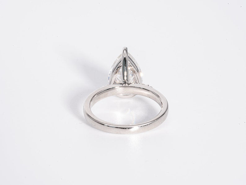 Stunning 3.0 CT Pear Cut Moissanite Engagement Ring with Pave Design 6