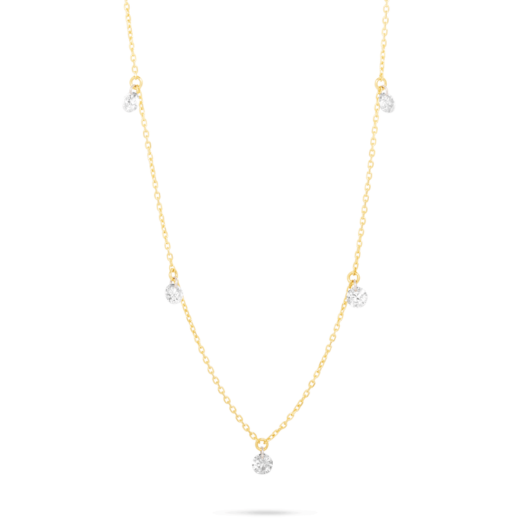 0.50 CT Round Moissanite Diamond Dangle Necklace in Solid Gold 3