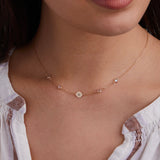 1.0 TCW Round Moonstone Lab Made Diamond- June Birthstone Choker Necklace 3