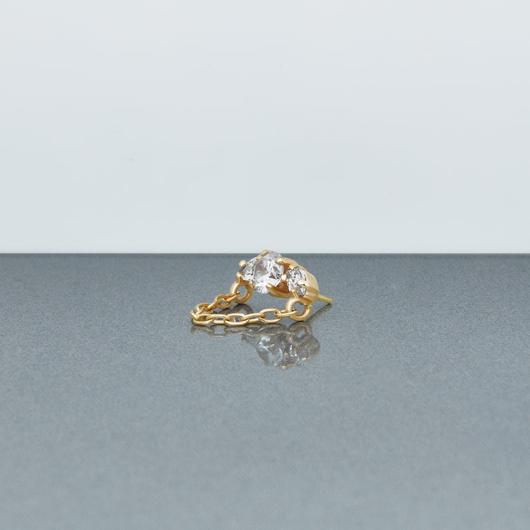 1.0 TCW Round Cut Moissanite Chained  Earrings in Gold 6