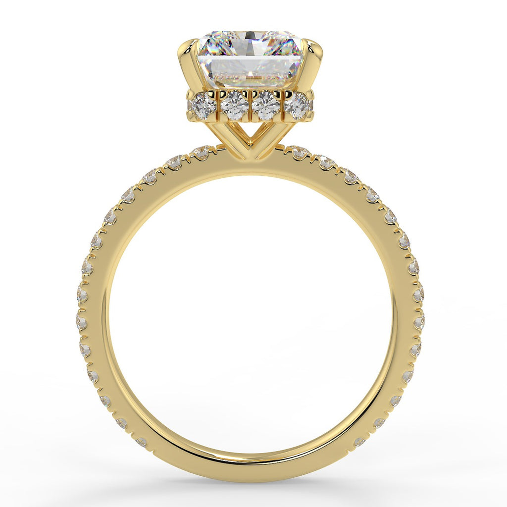 Stunning 2.50 CT Radiant Moissanite Engagement Ring with Hidden Halo & Pave Design 2