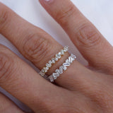 Classic 0.40 CT Round & Baguette Moissanite Stones Cluster Wedding Bands 2