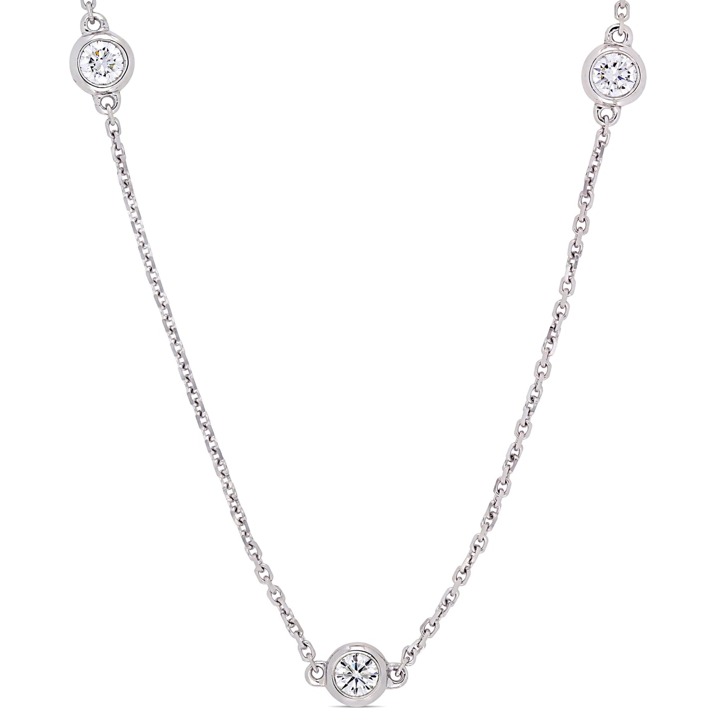 Round Cut Cubic Zirconia in 925 Sterling Silver Necklace 12