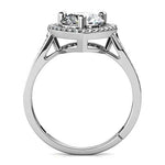 Round Cut Halo and Channel Pave Style Cubic Zirconia in 925 Sterling Silver Ring 3