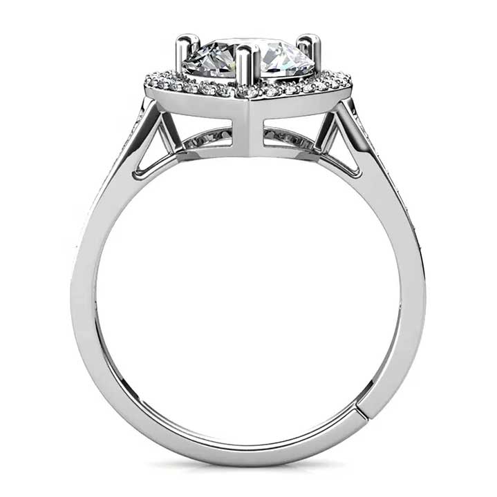 Round Cut Halo and Channel Pave Style Cubic Zirconia in 925 Sterling Silver Ring 3