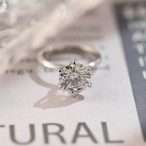 Stunning 2.0 CT Round Moissanite Engagement Ring with Hidden Halo Design