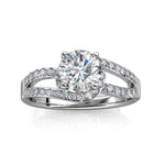 Round Cut Pave & Split Shank Style Cubic Zirconia in 925 Sterling Silver Ring 11