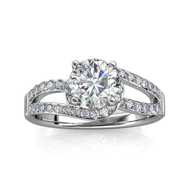 Round Cut Pave & Split Shank Style Cubic Zirconia in 925 Sterling Silver Ring 11