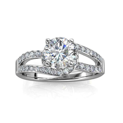 Round Cut Pave & Split Shank Style Cubic Zirconia in 925 Sterling Silver Ring 11