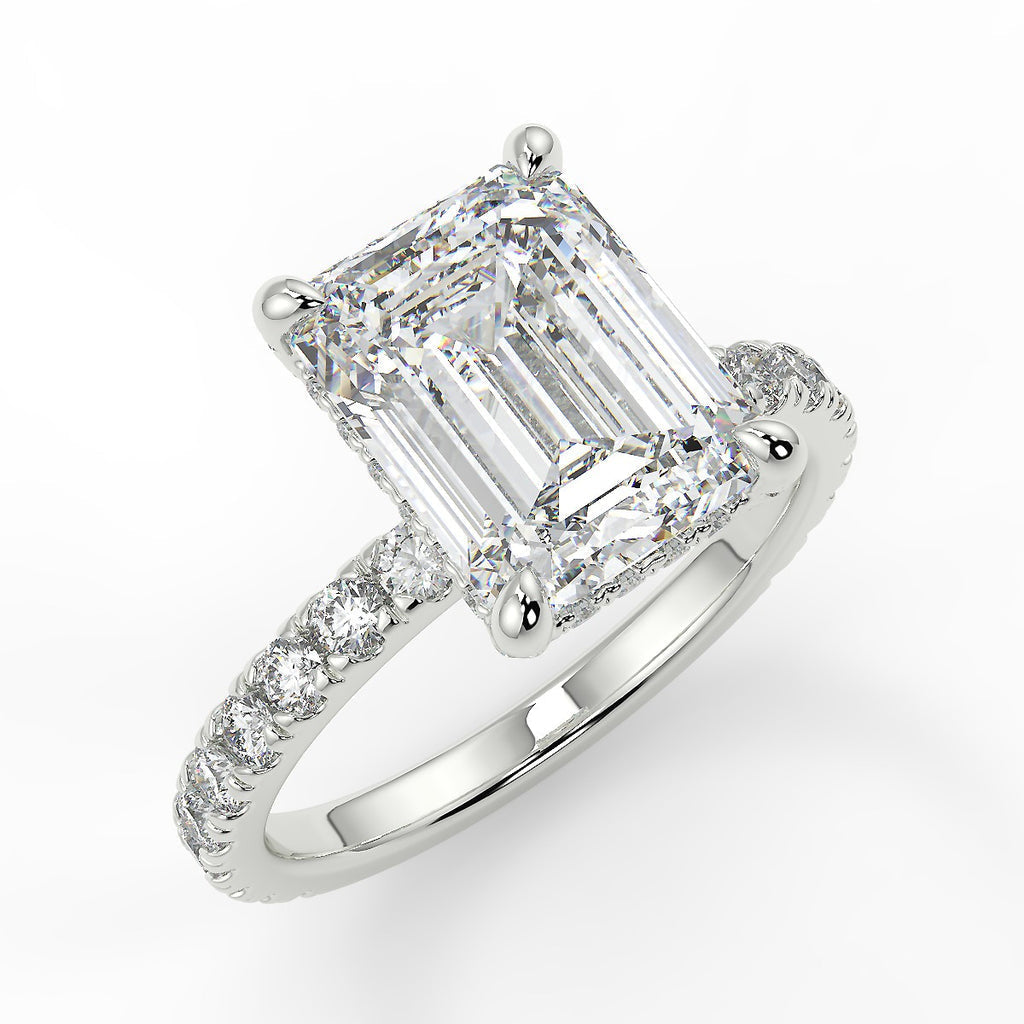 Stunning 2.53 CT Emerald Moissanite Engagement Ring with Hidden Halo & Pave Design 5