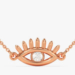 0.05 CT Round Moissanite Diamond Evil Eye Pendant Necklace in Solid Gold 3