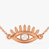 0.05 CT Round Moissanite Diamond Evil Eye Pendant Necklace in Solid Gold 3