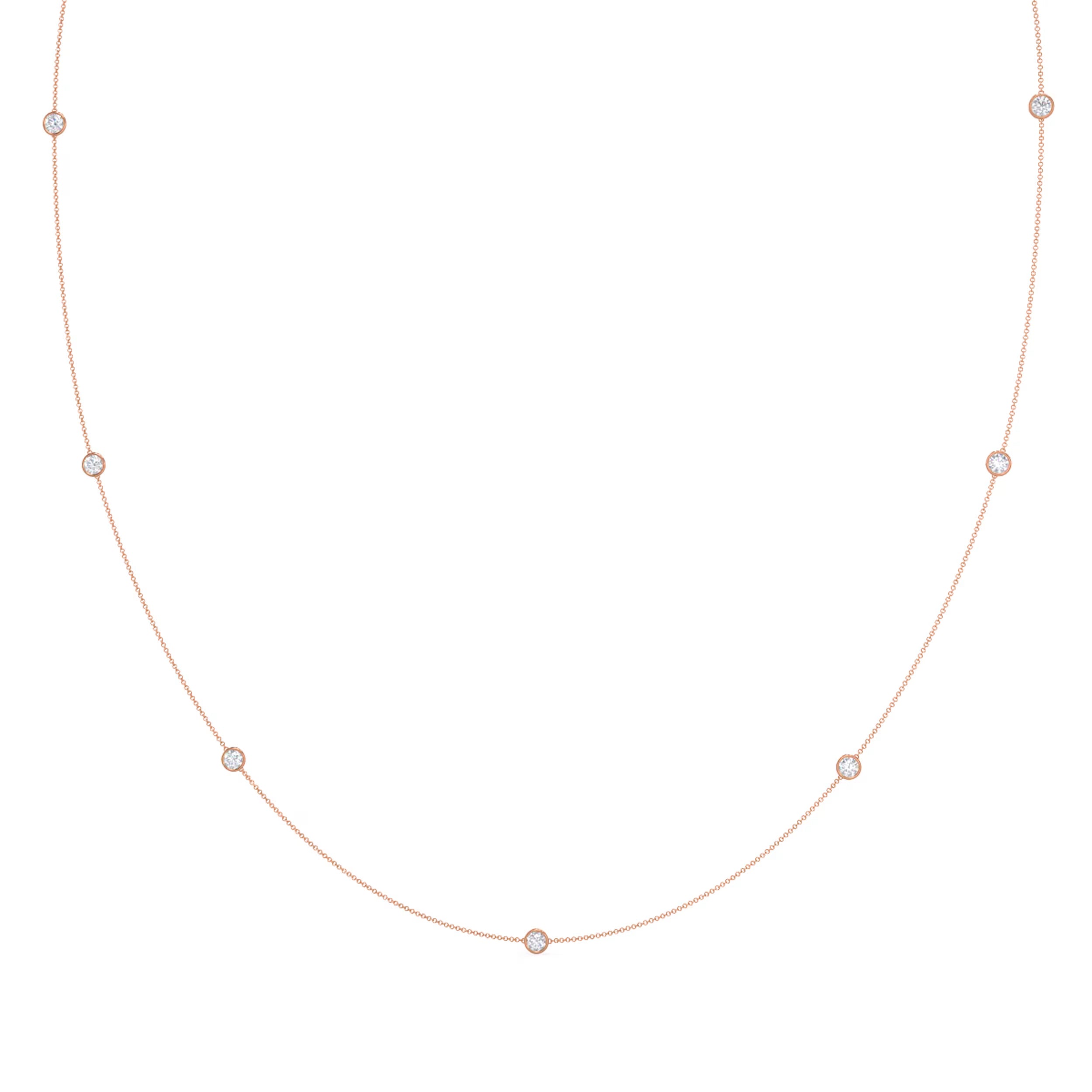 0.60 CT Round Moissanite Diamond Floating Diamond Bezel Necklace in Solid Gold 5