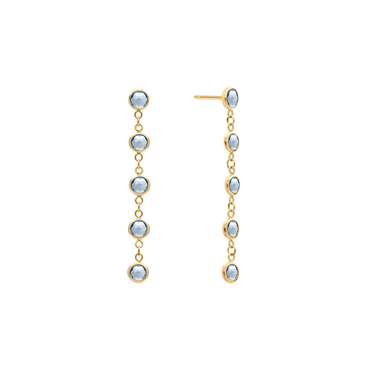 1.25 TCW Round Aquamarine Lab Made Diamond- March Birthstone Dangle 1