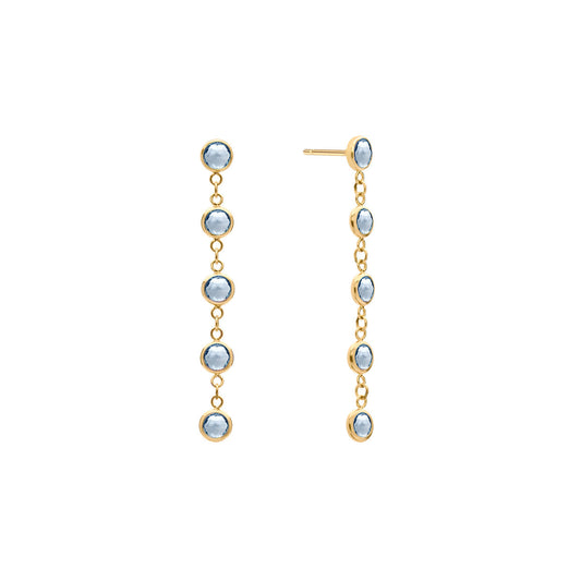 1.25 TCW Round Aquamarine Lab Made Diamond- March Birthstone Dangle 1