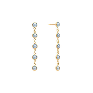 1.25 TCW Round Aquamarine Lab Made Diamond- March Birthstone Dangle