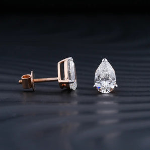 2.0 TCW Pear Cut Moissanite Stud Earrings in Gold